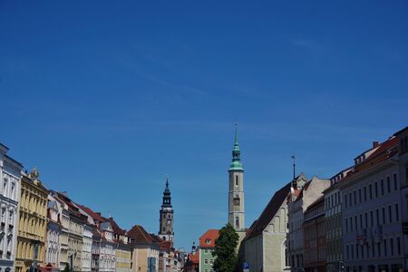 View over the Obermarkt square in the old town of Goerlitz, Germanyの写真素材