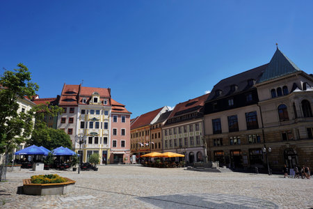 Beautiful scenery on the Hauptmarkt of Bautzen, Germanyの写真素材