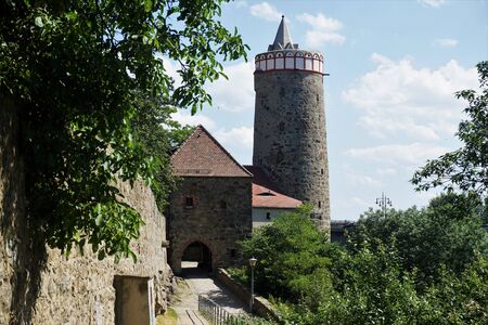 Muehltor gate and Alte Wasserkunst tower of Bautzen, Germanyの写真素材