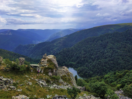 Beautiful lake Schiessrothried in a deep valley of the Vosges, France