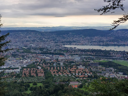 Panorama of Zurich, Switzerland shot from Uetlibergの写真素材