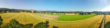 360 all round view of landscape in Rathmannsdorf, Saxon Switzerland, Germanyの写真素材