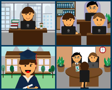 Career path since graduated until becoming a managerのイラスト素材