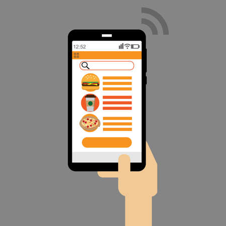 Order food delivery online from phone vectorのイラスト素材
