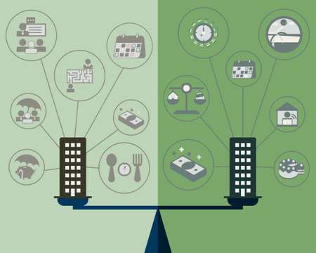 comparison of which company is better in employee benefits vectorのイラスト素材