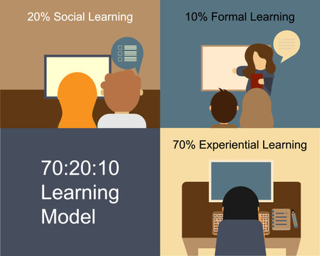 70:20:10 learning model in human resources vector