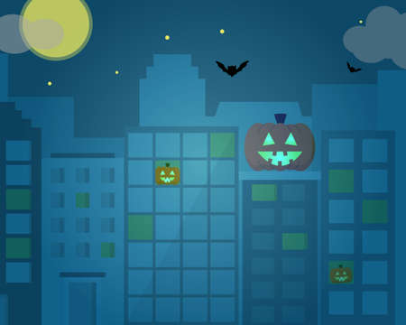happy Halloween in the city vectorのイラスト素材