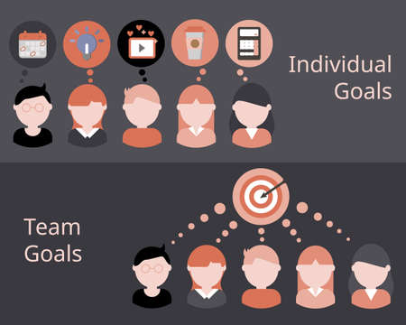 Individual goals and  team goals vectorのイラスト素材