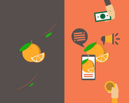 comparison of having marketing and no marketing vectorのイラスト素材