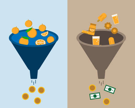 increase product value funnel vectorのイラスト素材