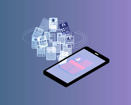 recruitment technology with mobile vectorのイラスト素材