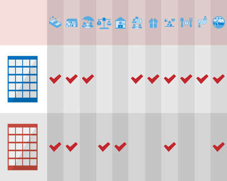 comparison of each company benefits vectorのイラスト素材