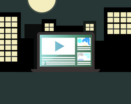 learning or training from laptop at night vector