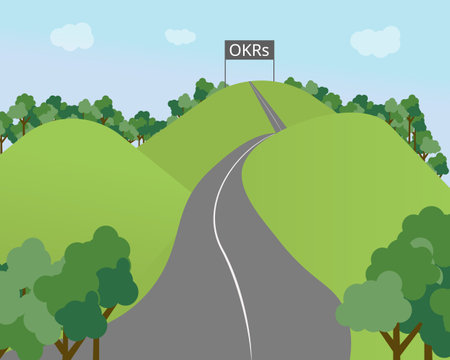 the long road to achieve OKRs (Objective Key results) vectorのイラスト素材