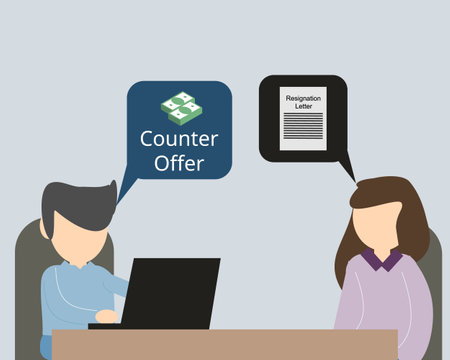 counter offer from a boss to keep you stay after resign the job vectorのイラスト素材