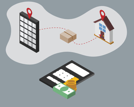 calculate freight charge fee from seller to buyer vectorのイラスト素材