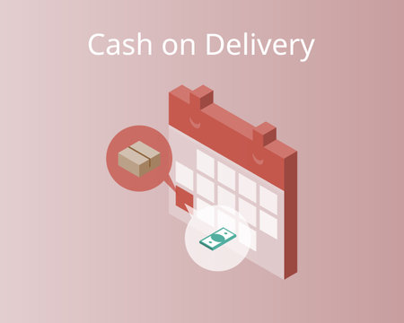 cash on delivery (COD) to pay at the delivery guy on the same day vectorのイラスト素材