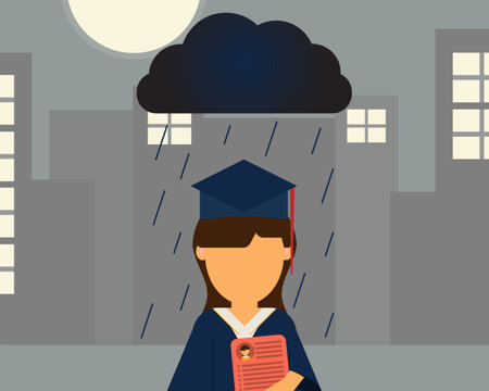 new graduate can't find a job and get pressureのイラスト素材