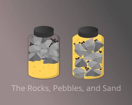 The Rocks, Pebbles, and Sand compare to prioritize important things in your life vectorのイラスト素材