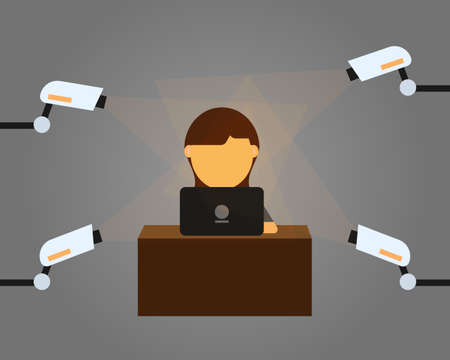 micromanagement boss that monitor and control you in every single step of your work vectorのイラスト素材