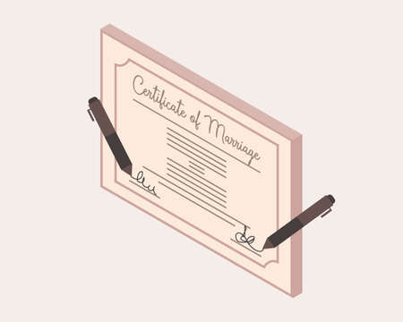 sign marriage certificate to get official marriage vectorのイラスト素材