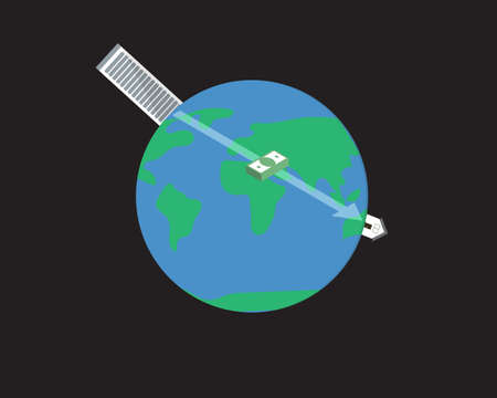 Wire transfer from one country to transfer money to overseas vectorのイラスト素材