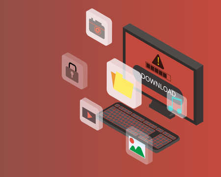 illegal download without paying for the license or copyrightのイラスト素材