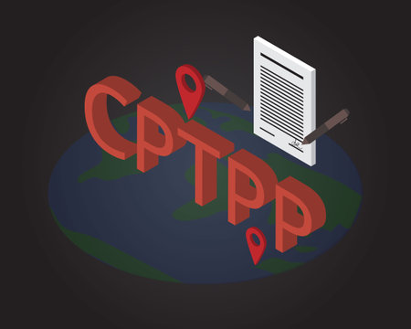 CPTPP or The Comprehensive and Progressive Agreement for Trans-Pacific Partnershipのイラスト素材