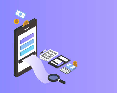 saving money application from mobile phone and can use for expense tracking or budget planningのイラスト素材