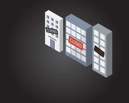 many companies have to close down business due to the bad economic situationのイラスト素材