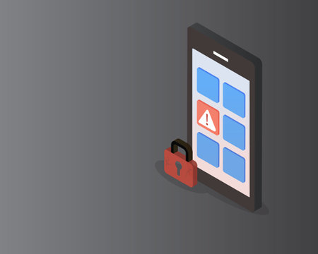 bad and dangerous application in your mobile phone that can cause data leakageのイラスト素材