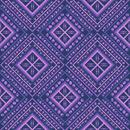 ethnics geometric purple seamless in purple background for fabricのイラスト素材