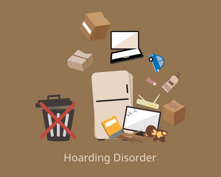 Hoarding disorder for people who excessively save items that others may view as worthlessのイラスト素材
