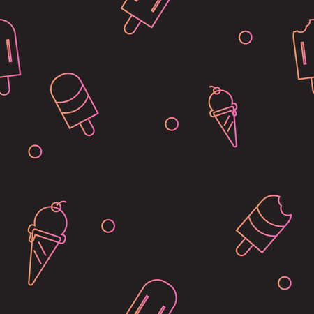line color ice cream fabric seamless cute patternのイラスト素材