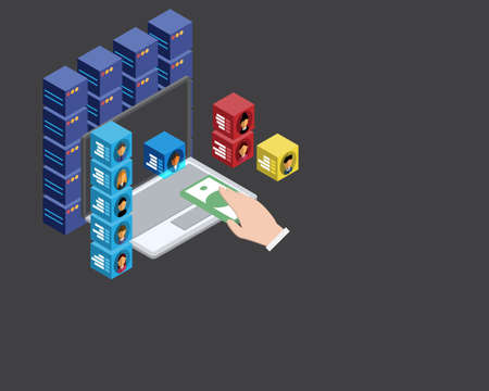 data marketplace to sell Personal data to third-party or use data internally for data driven businessのイラスト素材