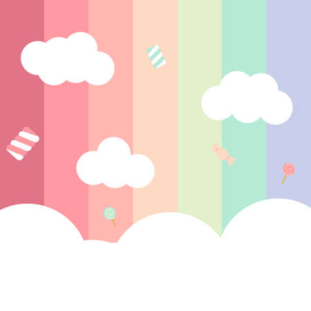 sweet pastel rainbow color with candy in fabric patternのイラスト素材