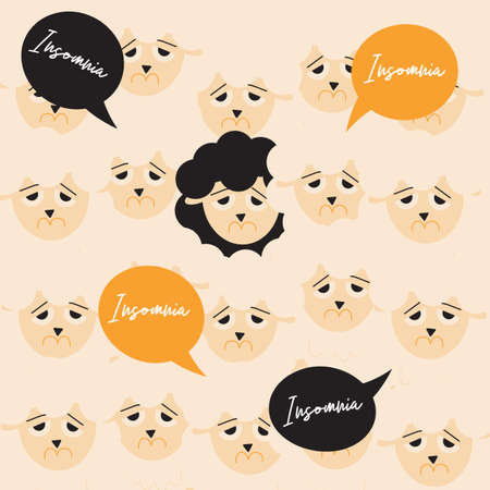 insomnia sheep background for cute fabric patternのイラスト素材