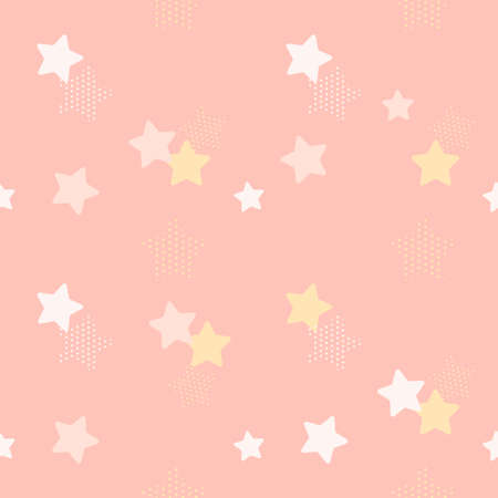 pastel star and polkadot seamless background for fabric patternのイラスト素材