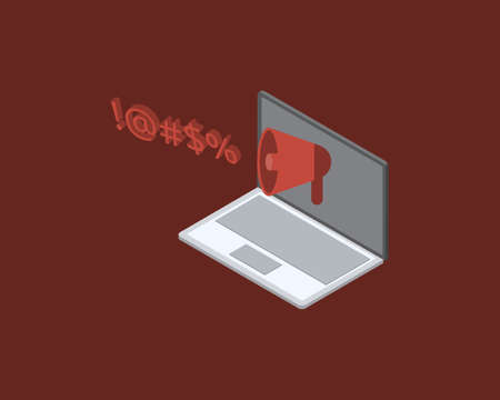 Online disinhibition effect is when People feel safer saying things online which they would not say in realのイラスト素材
