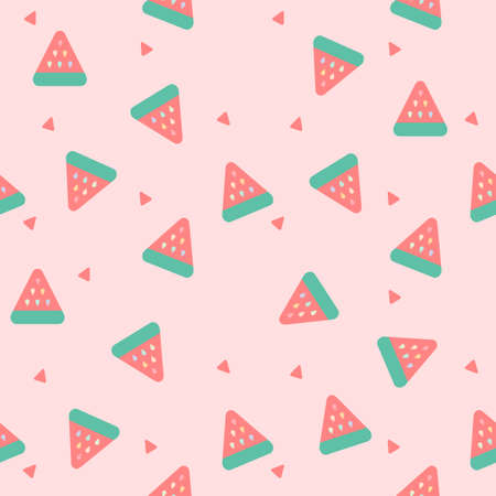 rainbow watermelon fabric seamless cute pattern in pink backgroundのイラスト素材