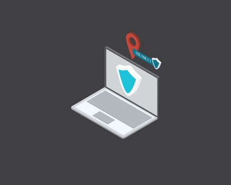vpn or Virtual Private Network to protect ip address and location from hackerのイラスト素材