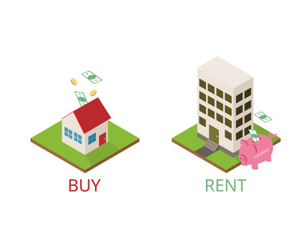 better to buy or rent the house to stayのイラスト素材