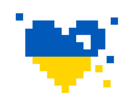 save Ukraine by adding pixel to Ukraine heartのイラスト素材