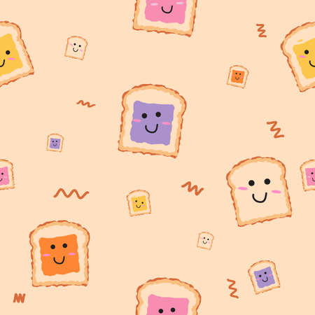 cute bread and jam and for fabric seamless patternのイラスト素材