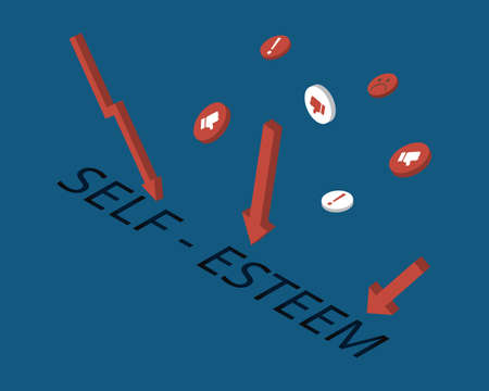 low self esteem from being scold or hat speechのイラスト素材