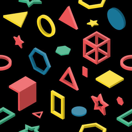 abstract geometric isometric shape seamless background or fabric patternのイラスト素材