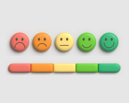 3D illustration of satisfaction scale of user experience for both good and bad