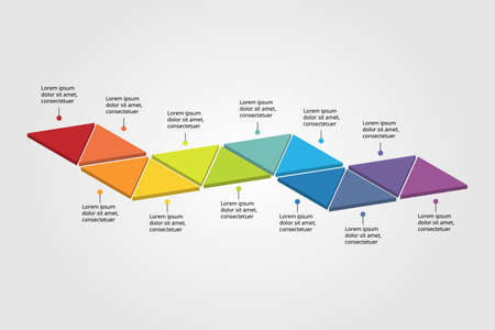 triangle step template for infographic for presentation for 12 elementのイラスト素材
