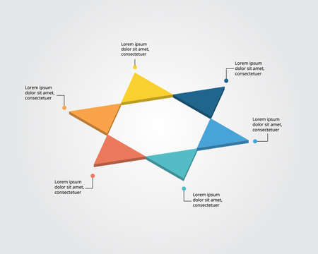 triangle chart template for infographic for presentation for 6 elementのイラスト素材