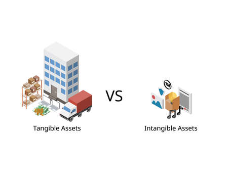 intangible assets compare to tangible assetsのイラスト素材